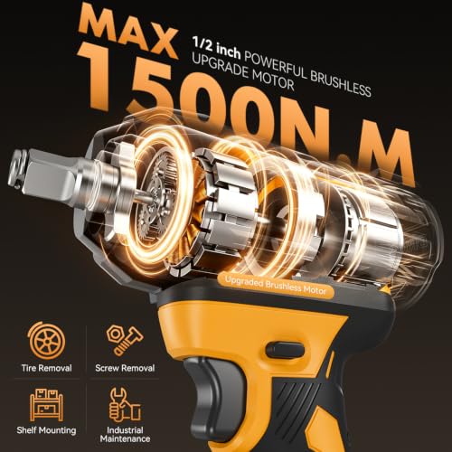 Impact Wrench Compatible with DeWalt Battery -1107Ft-lbs(1500N.m)