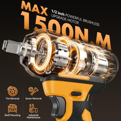 Impact Wrench Compatible with DeWalt Battery -1107Ft-lbs(1500N.m)