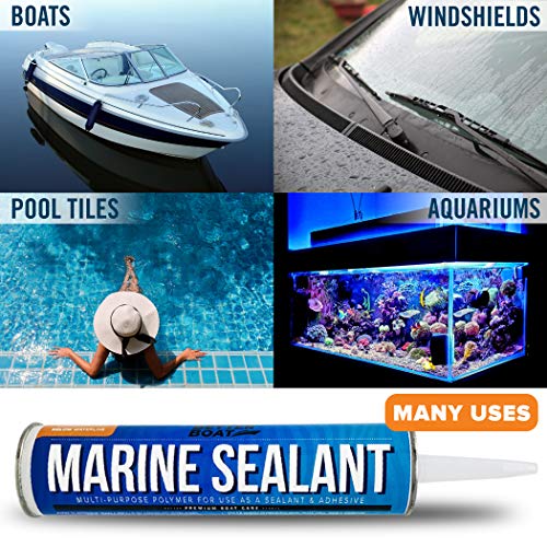 Marine Sealant and Adhesive, Waterproof Marine Grade Caulk, High Temp - color: White, size: 10 oz
