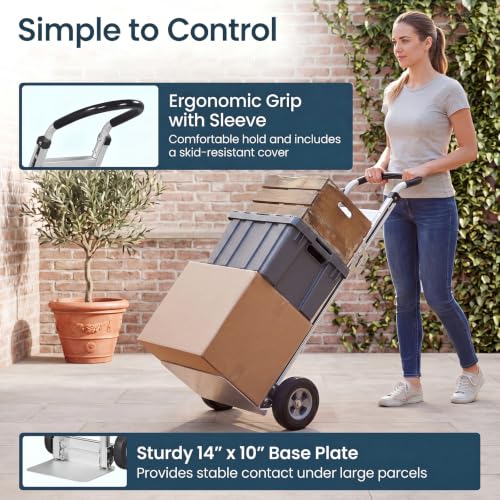 Goplus Heavy-Duty Folding Hand Truck, 600 LBS Aluminum Dolly Cart