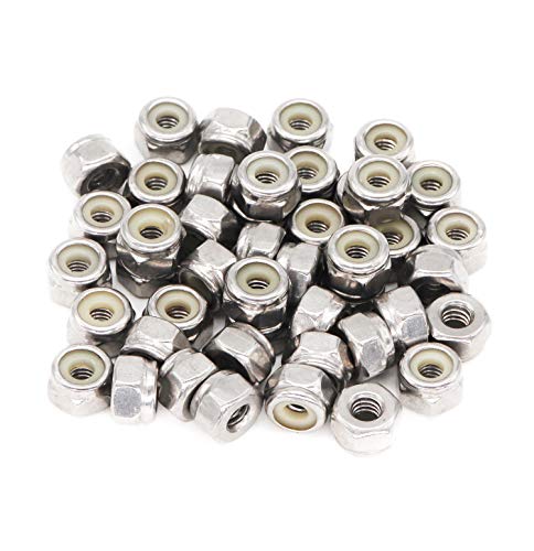 50pcs 1/4-20 Inch Nylon Inserted Self Locking Nuts - 304 Stainless Steel, 1/4" Nylock Nuts for Furniture, Tools, Handle - size: 1/4-20 50pcs