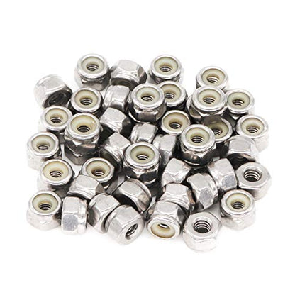 50pcs 1/4-20 Inch Nylon Inserted Self Locking Nuts - 304 Stainless Steel, 1/4" Nylock Nuts for Furniture, Tools, Handle - size: 1/4-20 50pcs