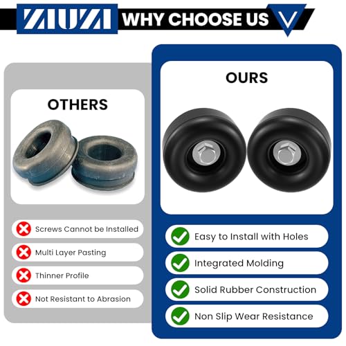 4 Pack Anti-Vibration Rubber Foot Pads with Screws & Lock Nuts - size: 1 x 2.5 Inch, 4 Pack