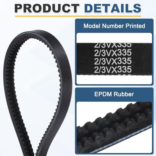 uxcell 2/3VX335 EPDM V-Belt, 2 Banded, 33.5" Outer Circ x0.79 W x0.39 Thk - size: 2/3VX335
