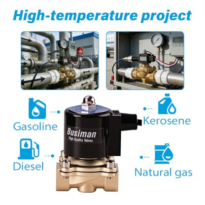 Waterproof Brass Electric Solenoid Valve 1/2" 110VAC Brass Normally Closed - Compatible with Water, Air, Diesel, Gas - Replaceable VITON Seal - Compact Direct Acting - color: 110VAC, size: 1/2"NPT