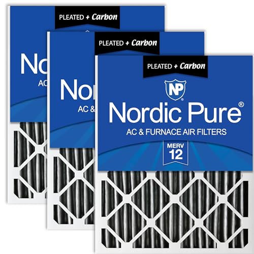 Nordic Pure 12x24x2 Pleated MERV 12 Plus Carbon Air Filters 3 Pack - style: MERV 12 + Carbon