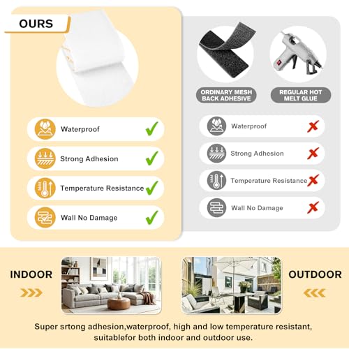 SummerBrite Hook and Loop Strips with Adhesive, White, 2 x 5 in, 10 Pairs - color: White, size: 2x5IN 10 Pairs