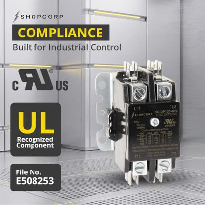 2 Pole 40 Amp AC Contactor, 120V Coil, UL Recognized, HVAC - style: 2 Pole 110V