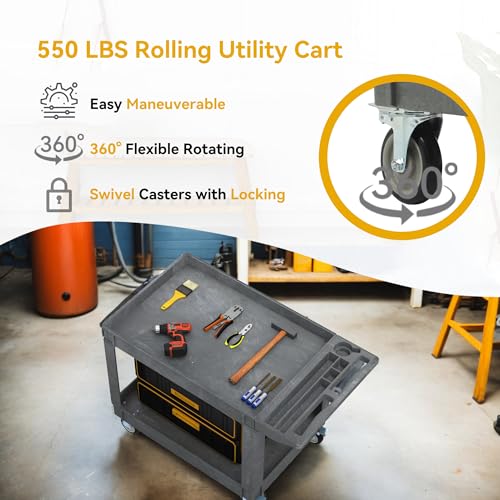 DWVO 45 x 25 in Heavy Duty Rolling Utility Cart on Wheels, Grey - color: Gray, size: 45"x25"