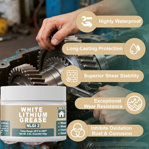 BTAS White Lithium Grease Lubricant for Door Hinge/Opener/Wheels/Screw 5oz - size: 5 oz