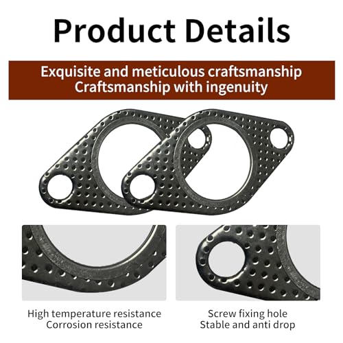 2 PCS Car Exhaust Gasket,1.5 Inch Reinforced High Temperature Gasket Exhaust Flange Gasket Car Accessories,Catalytic Converter Gasket,Exhaust Flange Gasket for Most Trucks Cars and SUVS - size: 1.5 In