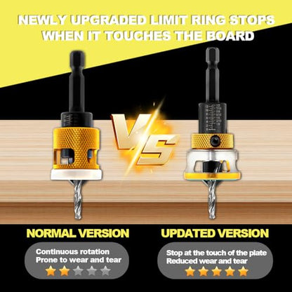 Countersink Drill Bit Set - HSS M2 Counter Sink Adjustable Depth Drill Bit for US Wood Screw, 1/8" 9/64" 5/32" 11/64" 3/16" 82° Counter-Bore - size: New-5pcs