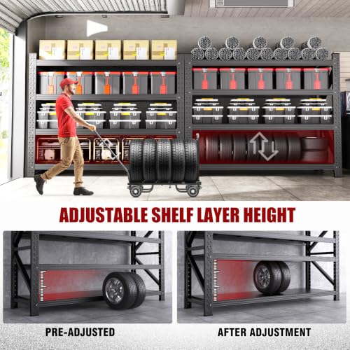 5000LBS Heavy Duty Storage Shelves, 59"W Adjustable Garage Shelving Unit, Rust Proof Large Metal Storage Rack, 20"Dx59"Wx54.3"H Industrial Shelving for Warehouse, Basement, Shop, Supermarket