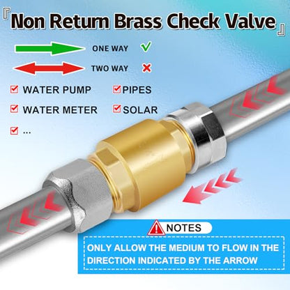 Brass Spring Check Valve 1/2" NPT Male, One Way Backflow Valve - size: 1/2" Male x 1/2" Male(DN15)