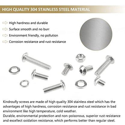 230 Pieces M5 x 8/10 /12/16 /20/25 /30mm Button Head Socket Cap Screws Nuts Washers Assortment Kit, 304 Stainless Steel, Fully Machine Thread - size: M5, style: Button Head