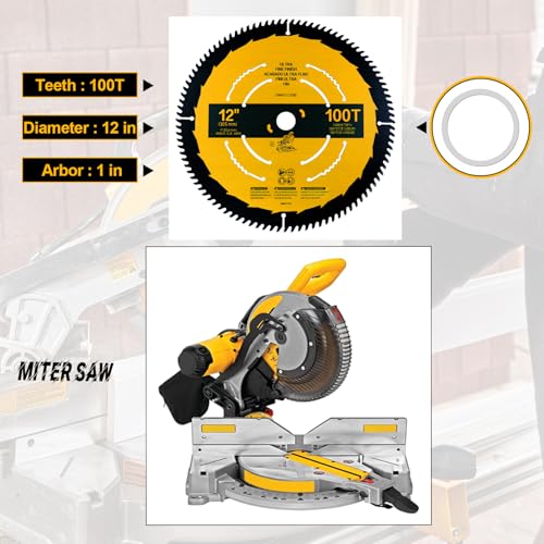 12in 100T Fine Finish Blade Compatible with DEWALT Miter Saw - style: 12IN,100T