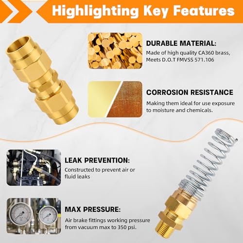32PCS Brass DOT Air Brake Hose End Fitting Assortment Kit for Replacement - style: 32PCS
