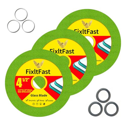 FIXLTFAST 4-1/2 x 7/8 Glass Diamond Cutting Blades for Angle Grinder -3PCS