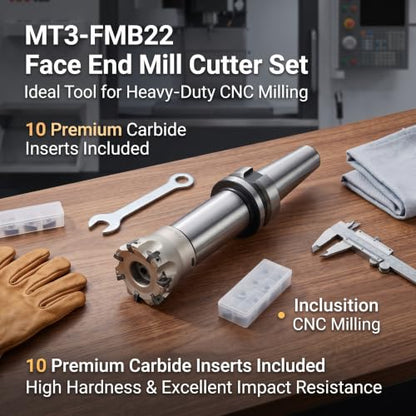 10PCS Face End Mill Set MT3 Shank APMT1604 for CNC Metalworking Machining