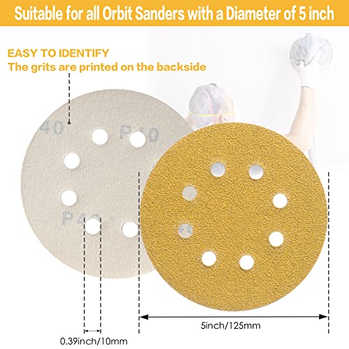 100PCS 5 Inch Sanding Discs 60 Grit Random Orbit Sander Sandpaper - style: Advanced Aluminum Oxide