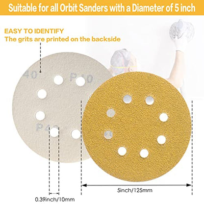 100PCS 5 Inch Sanding Discs 60 Grit Random Orbit Sander Sandpaper - style: Advanced Aluminum Oxide