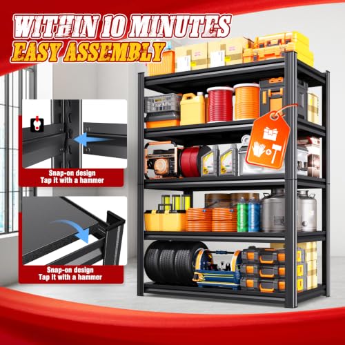 5-Tier Heavy Duty Metal Garage Shelving 3 Pack 71.2" Hx46 Wx20 D - size: 45.7"Wx20"Dx71"H