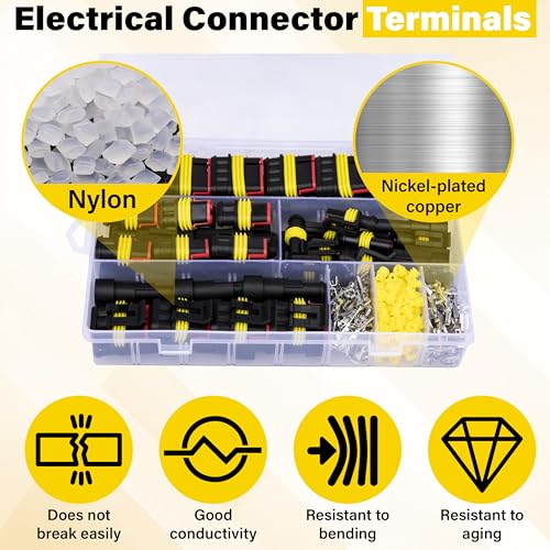 352PCS 1/2/3/4 Pin Connector Kit, Automotive Electrical Connector Terminals