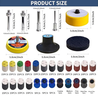 294 PCS 2 Inch Die Grinder Sanding Discs with 1/4" &1/8"Roll Lock , Compatible with Both Die Grinders and Power Drills for Surface Conditioning, Sanding & Polishing，Sanding Pads Includes 40-10000 Grit