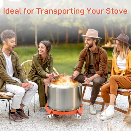 55 Gallon Drum Trash Can Dolly, Heavy Duty 1000 Lb Capacity Steel Frame with 4 Swivel Casters, Drum Dolly Cart Round for Warehouse Barrel Bucket Handling, 24 Inch Diameter, 2 Pack - size: 4 wheels