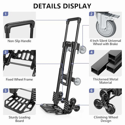 KEDSUM 3-in-1 Stair Climbing Dolly, 660LB Hand Truck with 10 Wheels - size: 660LBS-10 Wheels