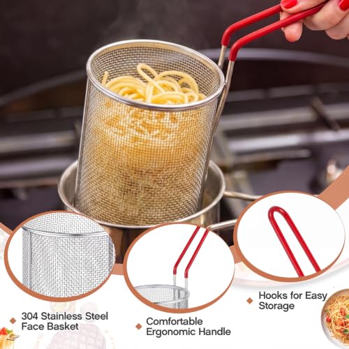 Blulu 2 Pack Stainless Steel Pasta Strainer Baskets 5-1/4" D x 7" H, Red - color: Red, size: 5-1/4" D X 7" H