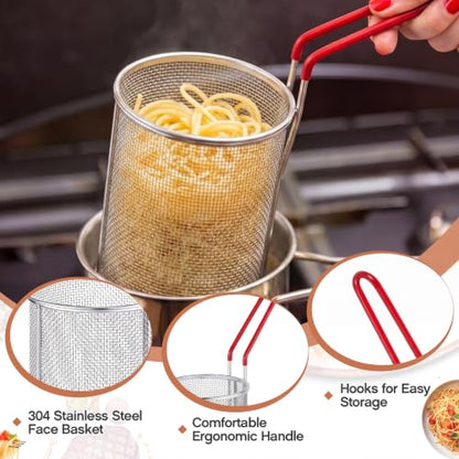 Blulu 2 Pack Stainless Steel Pasta Strainer Baskets 5-1/4" D x 7" H, Red - color: Red, size: 5-1/4" D X 7" H