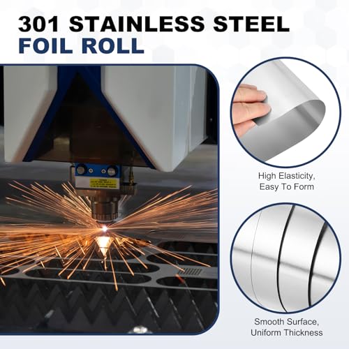 MECCANIXITY 301 Stainless Steel Foil Roll 0.1mmx20mmx2m Silver - size: 0.1mm x 20mm x 2m
