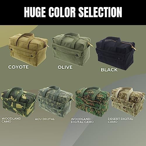 ARMYU Heavy Duty Small Tool Bag Tactical Cotton Canvas Mechanics Bag, 11" x 7" x 6", ACU Digital - Brass Zipper - color: ACU Digital - Brass Zipper