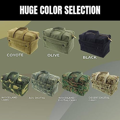 ARMYU Heavy Duty Small Tool Bag Tactical Cotton Canvas Mechanics Bag, 11" x 7" x 6", ACU Digital - Brass Zipper - color: ACU Digital - Brass Zipper