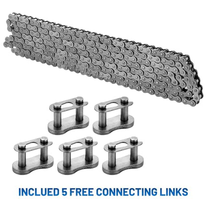 40 Roller Chain with Breaker 10 Feet 240 Links, 40 Chain with 5 Connecting Links - size: 10 Feet, style: 40 Chain-breaker-5 Links