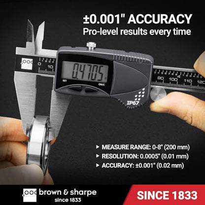 Brown & Sharpe 8 Inch Digital Caliper, IP67 Stainless Steel - size: 8 Inch