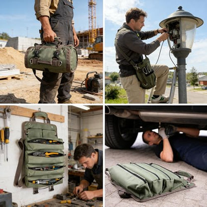 ITTAR Roll Up Tool Bag Organizer, Heavy Duty Motorcycle Tool Roll Up Bag