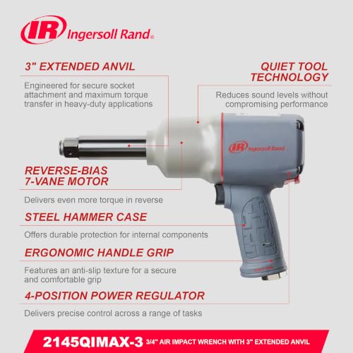 Ingersoll Rand 2145QiMax 3/4-Inch Composite, Quiet ImpactTool - style: 2145QIMAX-3 - Extended Anvil