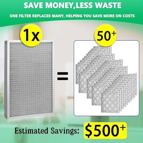 16x20x1 Air Filter MERV-11 | Washable Reusable Furnace Filter| 2-Pack - size: 16''x20''x1''