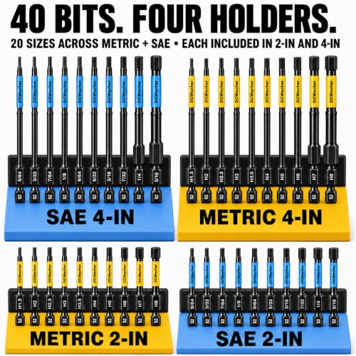 DCWecher 40PCS Allen Wrench Drill Bit Set 2-In 4-In Long Impact Hex Bit Set - size: 2 inch 10 Pieces (Metric)