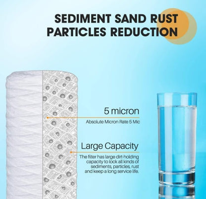 IPW Industries Inc. (PC10-P) 10" x 4.5" Whole House Heavy Duty String Wound Sediment Pre-Filter 5 Micron (1 Pack) - size: 1-Pack