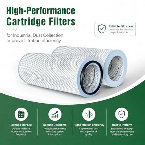 Industrial Dust Collector Cartridge Filter 12.75" x 26", Open/Open 80/20 Media, Compatible with P155248-016-340, P191672-016-340