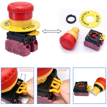 Taiss 22mm 2 NC Red Mushroom Latching Emergency Stop Push Button Switch,Stop Switch 10A 600V YW1B-V4E02R - color: 2 NC/