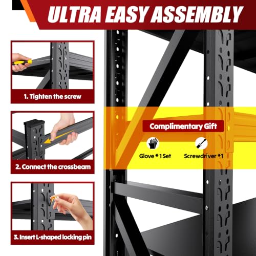 59" W Storage Shelves, 3T Adjustable Garage Shelving Unit, Rust Proof Large Metal Storage Rack, 20" Dx59 Wx54.3 H Industrial Shelving for Warehouse, Basement, Supermarket - size: 20"Dx59"Wx54.3"H