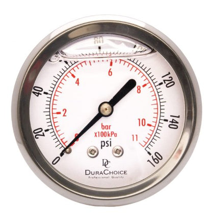 2-1/2" Oil Filled Pressure Gauge, Stainless Steel Case, 1/4" NPT, 0-160 PSI - size: [0-160 PSI]