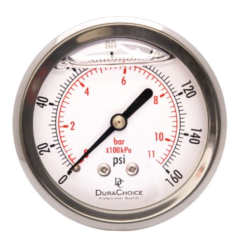 2-1/2" Oil Filled Pressure Gauge, Stainless Steel Case, 1/4" NPT, 0-160 PSI - size: [0-160 PSI]