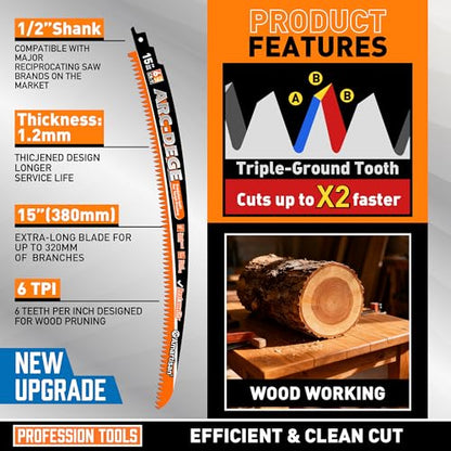 Amartisan 5-Piece Arc Edge Saw Blades - size: Arc Edge Wood Pruning Saw Blades (15 Inch)