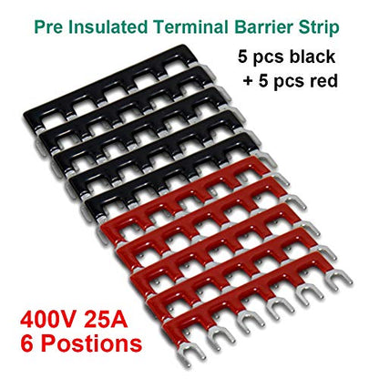 Terminal Block Strip, 6 Circuits 600V 25A, Dual Row Screw, 5 Sets