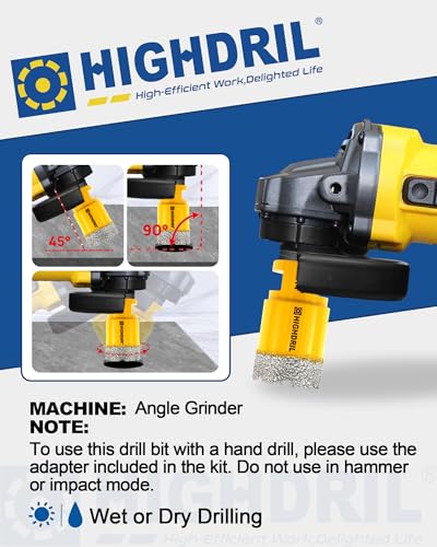HIGHDRIL 7Pcs Diamond Drill Bits Kit for Porcelain Ceramic Tile Granite - size: Thread Set6